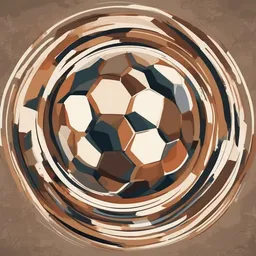 Soccer Ball with a abstract style, creating a sophisticated mood in a cozy theme, featuring earth-toned color.