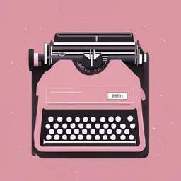 a icon of nostalgic typewriter with a illustrated style, creating a minimalist mood in a space theme, featuring pink color.