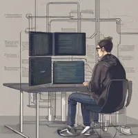 A programmer coding a quantum encryption algorithm