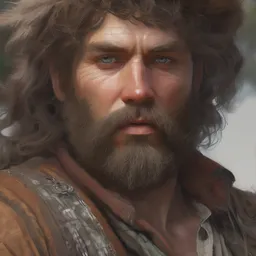 close up portrait painting of a bearded wilderness man, ultra realistic, concept art, intricate details, serious, highly detailed, photorealistic, octane render, 8 k, unreal engine. art by artgerm and greg rutkowski and alphonse mucha