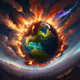 Concept art for the earth exploding. Trending on art station, dark colors.