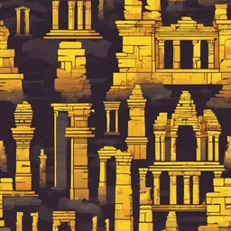a icon of ancient ruins with a minimalistic style, creating a vibrant mood in a mystical theme, featuring yellow color.