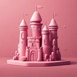 a icon of ancient castle with a clay style, creating a elegant mood in a space theme, featuring pink color.